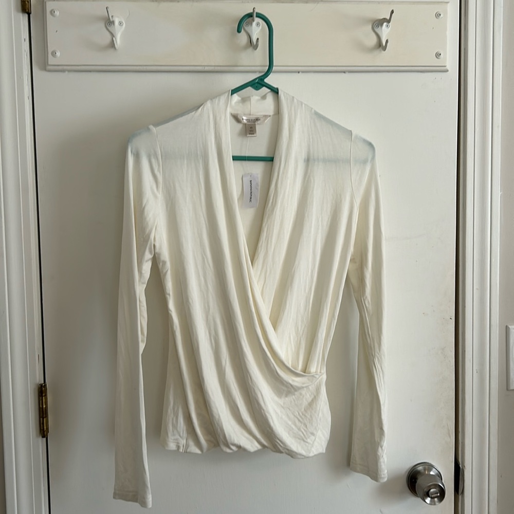 Banana Republic cream drape neck top NWT